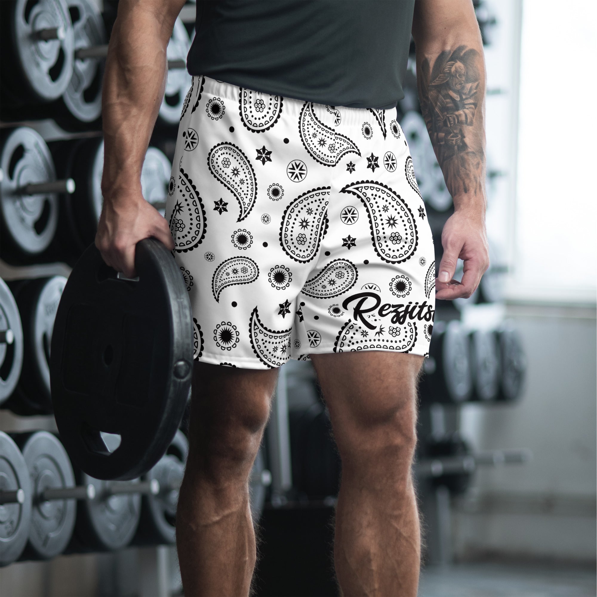 Rezjitsu Paisley Men's White Athletic Shorts